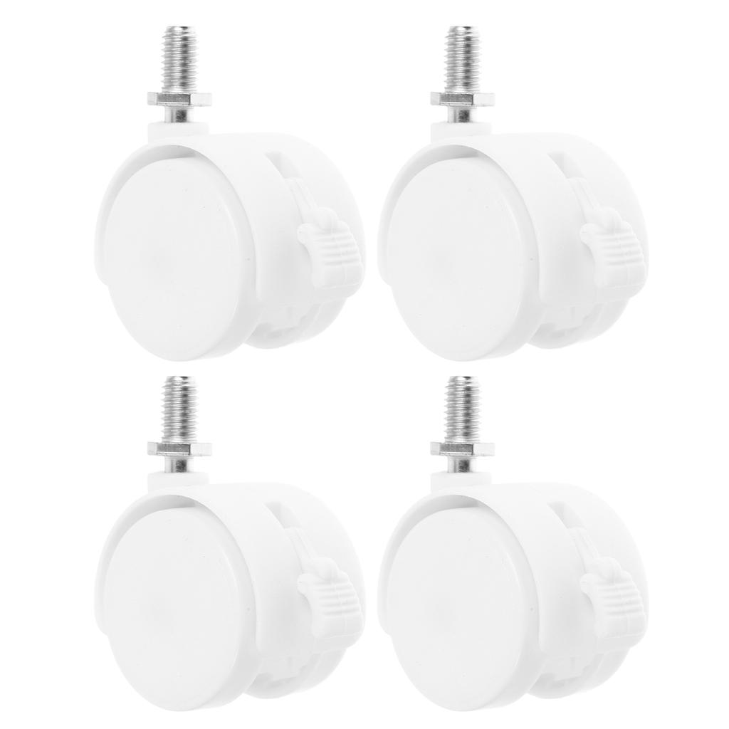 4 Pcs Caster Wheels Brake Casters Cart Grill Chair Suitcase Replacement White for Furniture Office