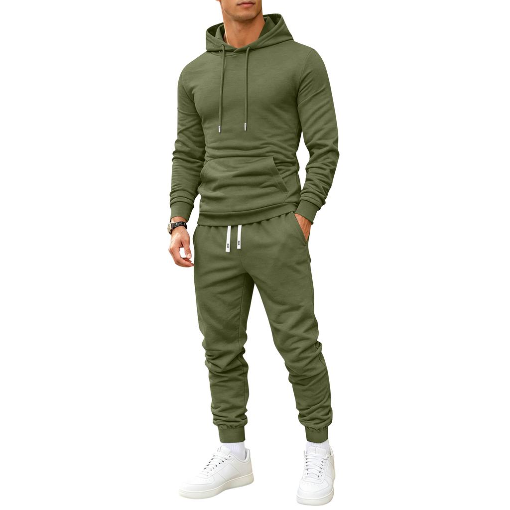 Men's Color Hoodie and Sweatpants Set Casual Athletic Wear