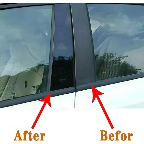 for Honda Civic B Pillar Trim, Glossy Black, 6-Piece Set | Fits Civic 2022-2025 11th Gen Sedan; ABS B-pillar covers with glossy black finish and easy