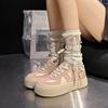 Neue Damen-Modeschuhe mit gekreuzten Riemen, dicker Sohle und Plateau, Frühling und Sommer, flache, bequeme, lässige Lauf-Sneaker