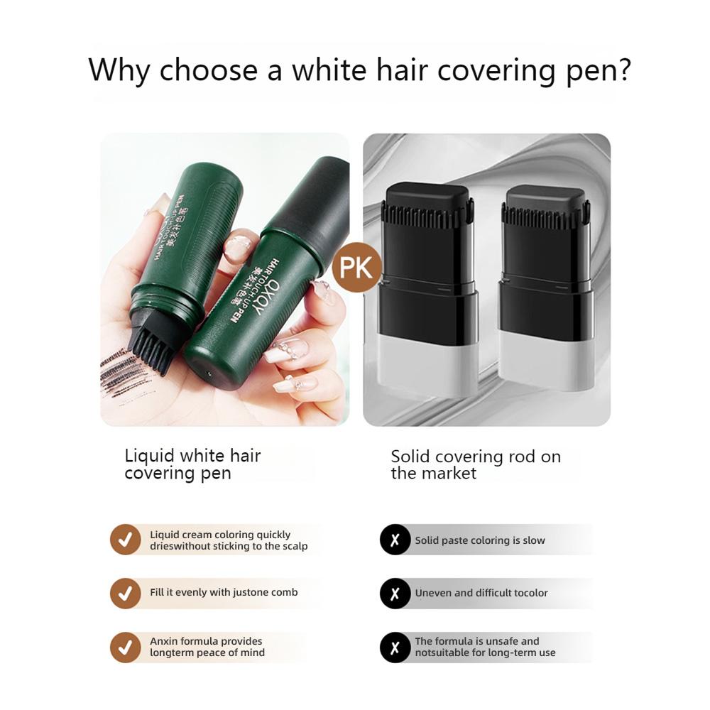 QXQY Color Correcting Hair Touch-up Pen Easy To Use Dye Stick with Comb Travel-Friendly Gentle On Hair
