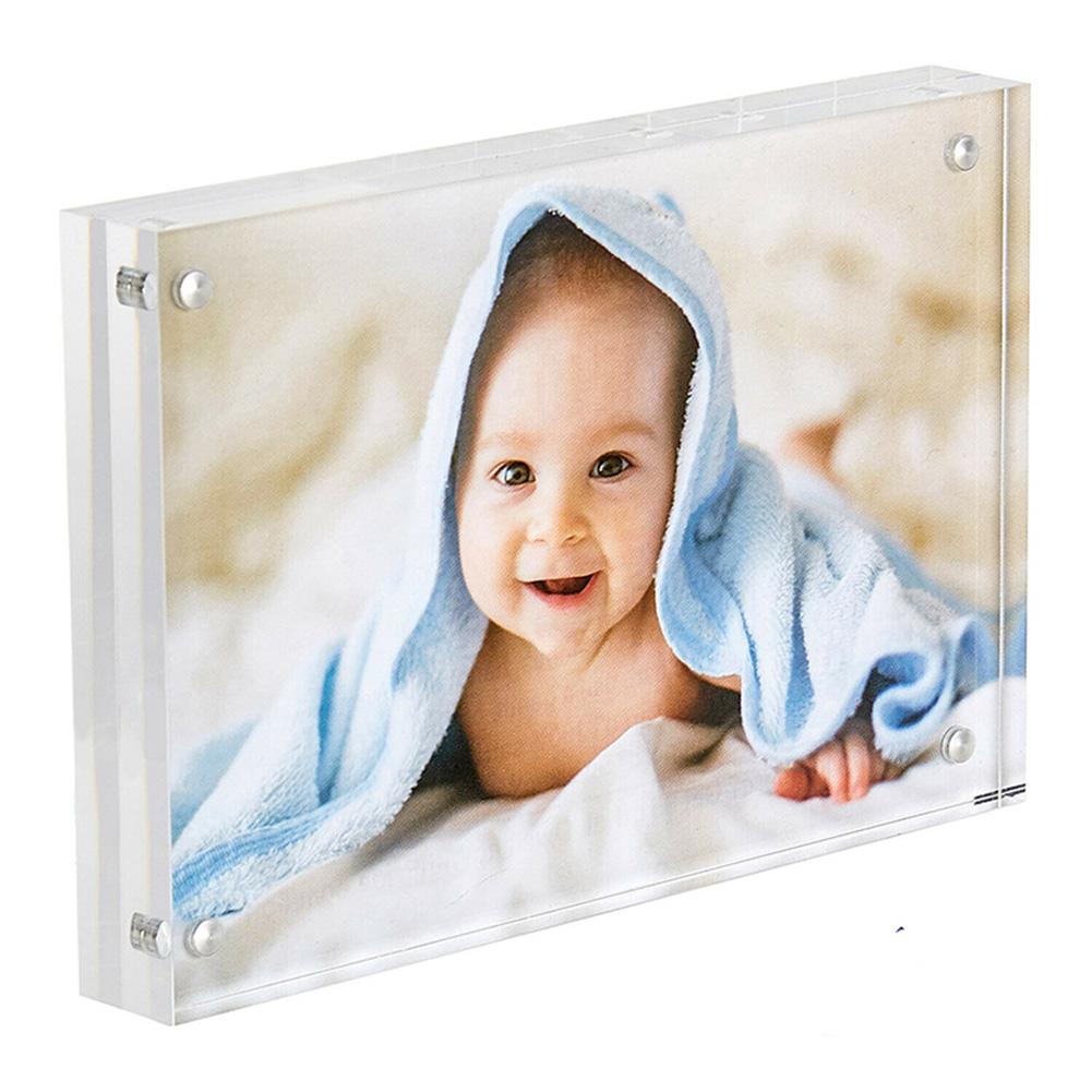 Clear Acrylic Picture Photo Frame Magnetic Photocard Holder Poster Display Stand Photo Frame Protect Office Desktop Ornament