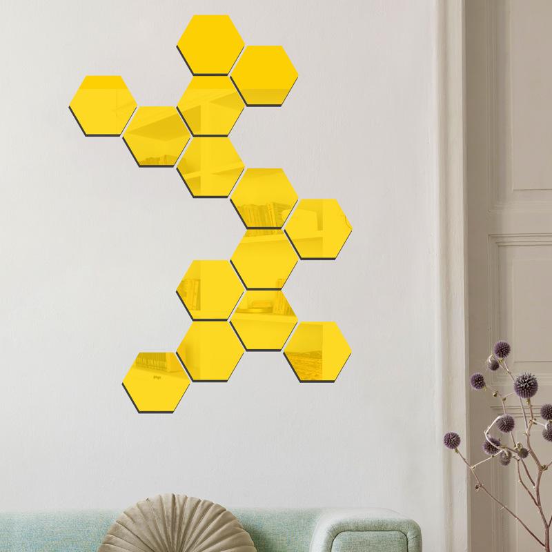 3D Hexagonal Acrylic Mirror Wall Sticker - Self-Adhesive Décor for Bedroom, Living Room, Staircase, and Corridor.