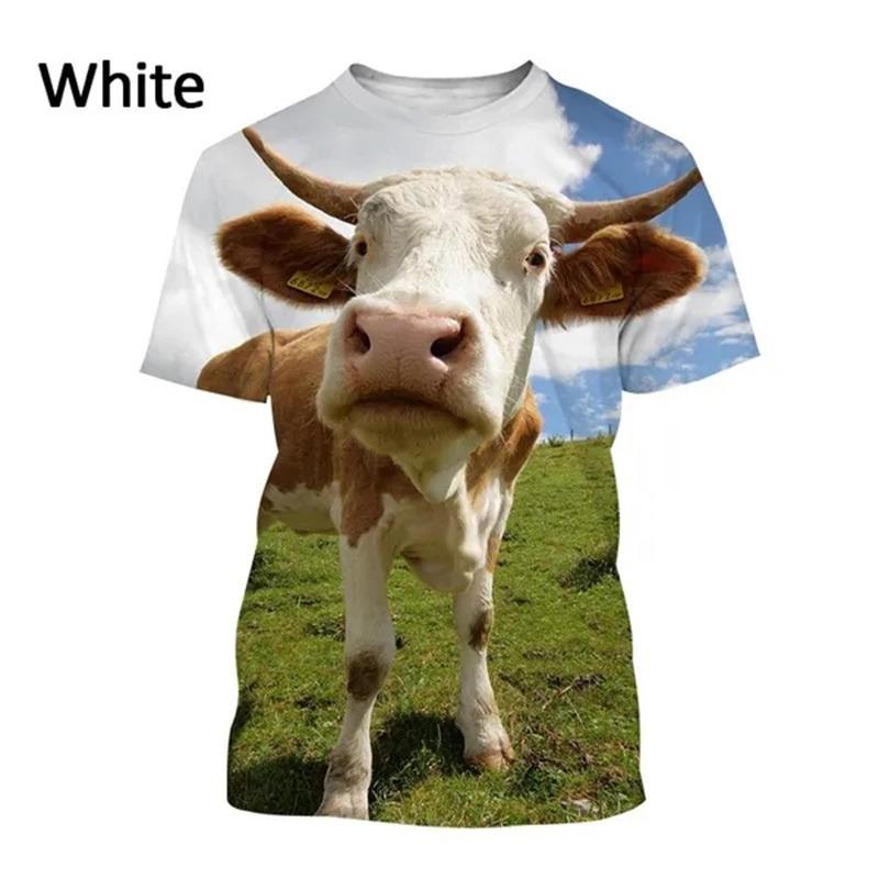 T-shirt Animale Mucca Stampa 3D Per Uomo Donna Divertente Retro Pattern T-Shirts Estive Larghe Streetwear Top Girocollo Magliette Maniche Corte