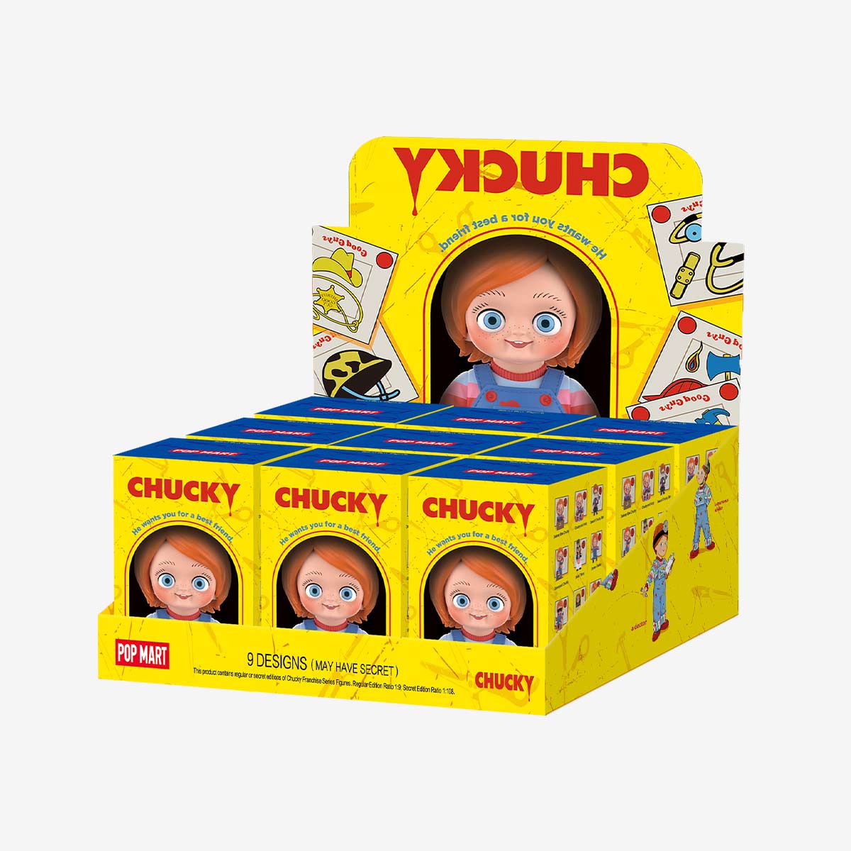 

POP MART Chucky Серия Франшиза Фигурки Блайнд Бокс (Одинарная упаковка / Набор из 9 штук)