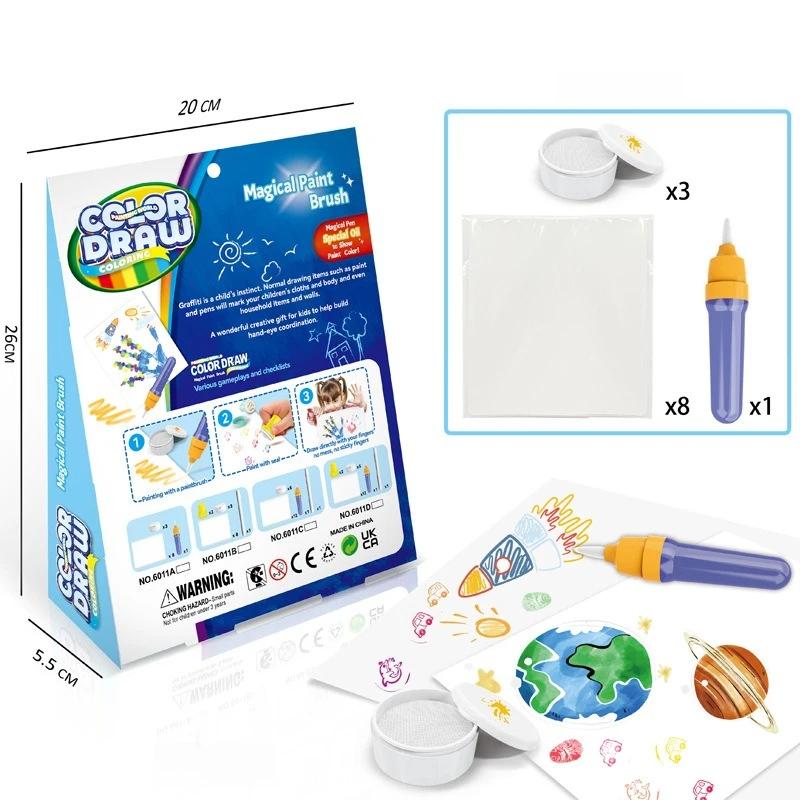 Magic Drawing Toys For Kids Fantasy Color Brush Graffiti Seal Baby Painting Set Children Montessori Interactive Educational Toys