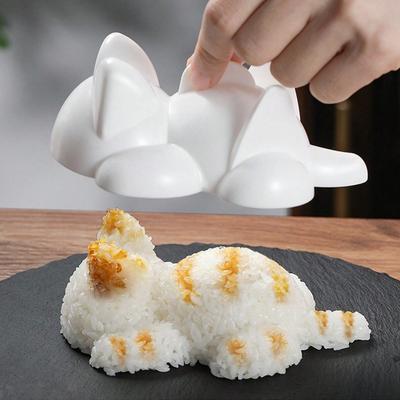 1 szt. Urocza forma do sushi w kształcie kota - Maszynka do kulek ryżowych z łatwym w chwytaniu designem, Trwałe plastikowe narzędzie kuchenne do domowego sushi, Pudełek śniadaniowych bento, Pikników