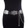 Ethnic Style Metal Carving Waist Chain: Geometric Square Buckle Fashion Belt
