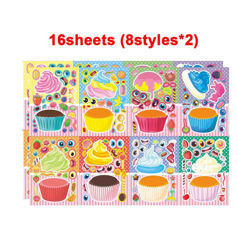 Make-a-Cake Sticker Sheets DIY Make Your Own Birthday Cake Puzzle Stickers for Kids Boys Girls Party Favor Games Toys Gifts