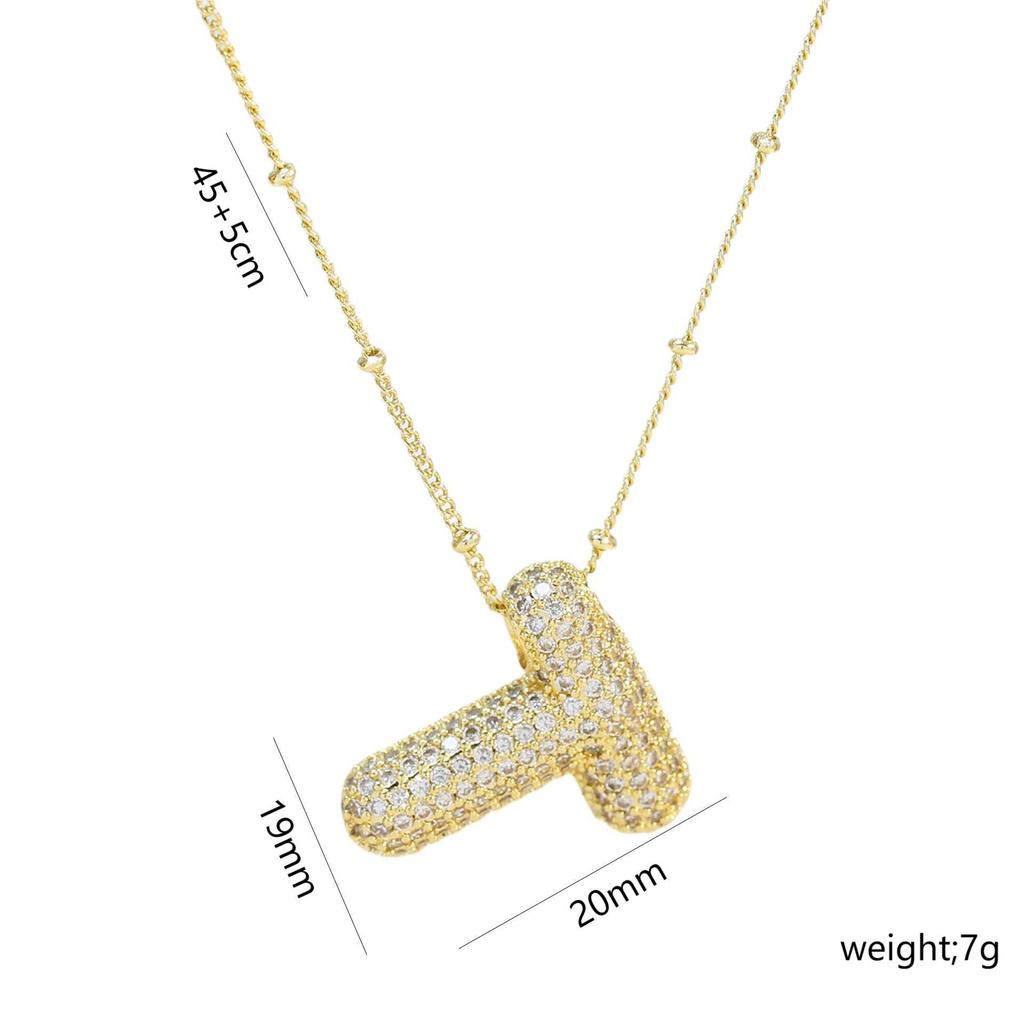 Elegante Collana con Ciondolo Alfabeto in Oro 18 Carati Placcato Zircone