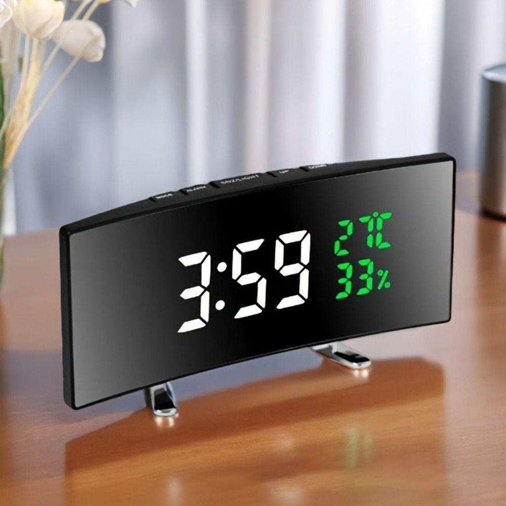 Curved Screen Digital Alarm Clock Large Table Clock Multi-function Desk Clock Table Use