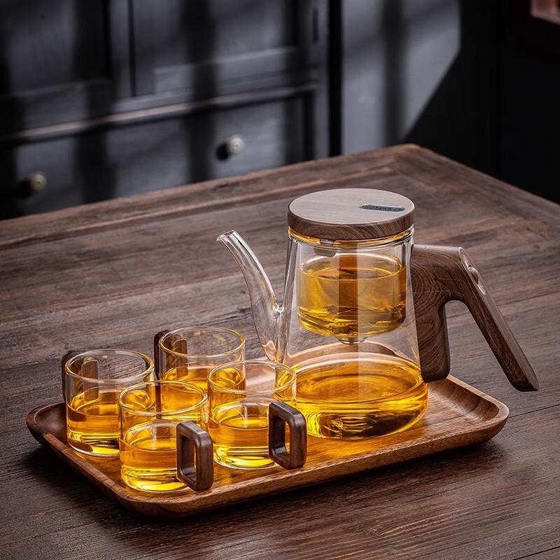 

AVADEN Tea Infuser Teapot Set with Glass Liner, Cups & Wooden Tray