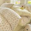A Type Small Fresh Four-piece Set Ins Household Bed Sheet Quilt Cover Washed Cotton Double-layer Yarn Quilt Cover Bedding Three-piece Set