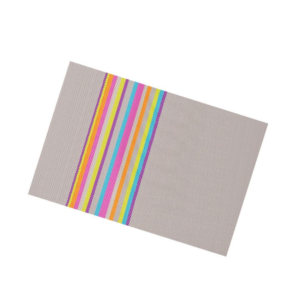 6 Pieces Waterproof Insulated Plate Mat PVC Place Mats Colorful Strip Table Mat  Dining Table