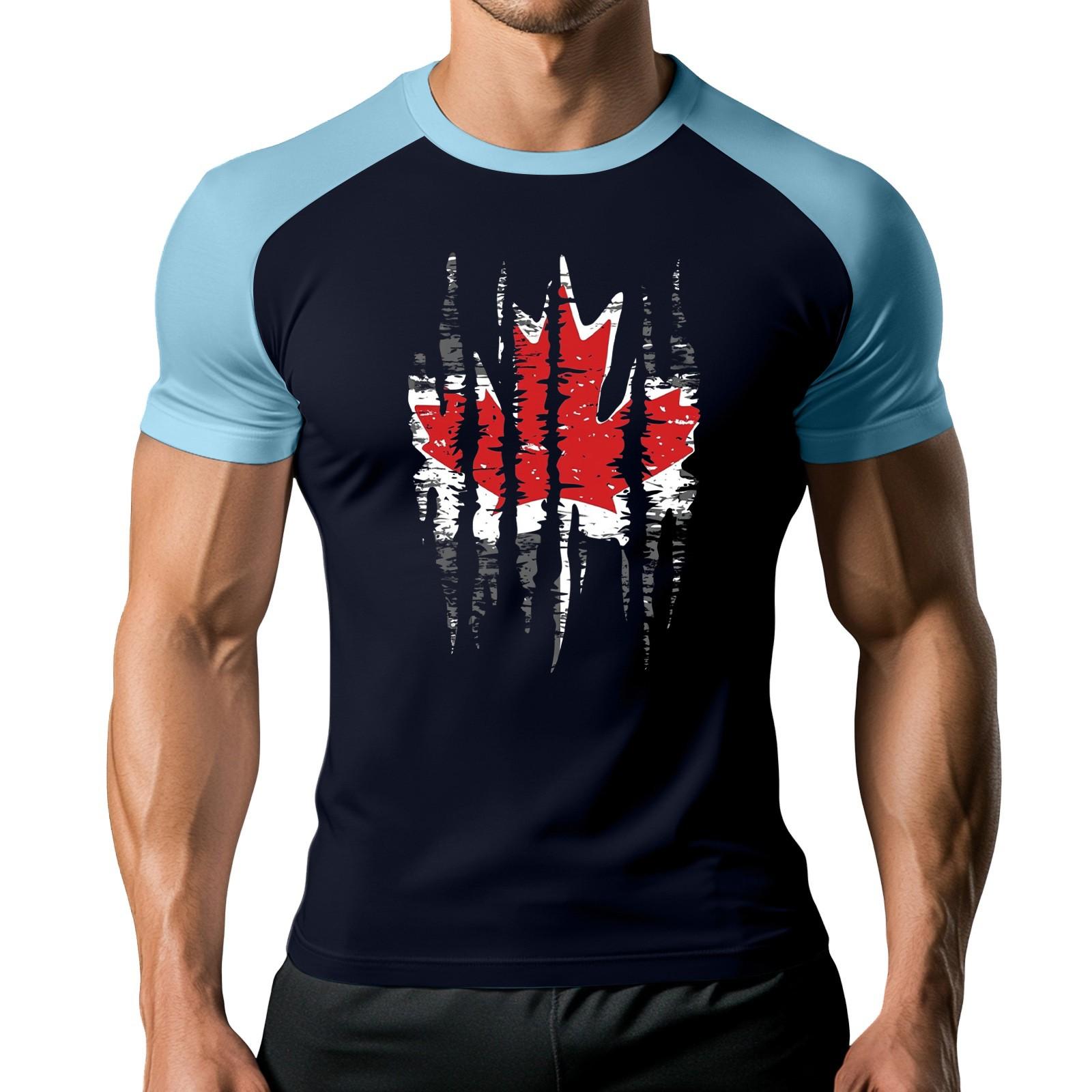 

Мужская модная спортивная футболка с коротким рукавом и принтом контрастного цвета XL тёмно-синий