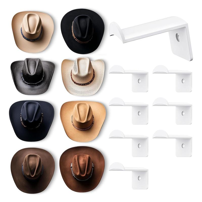 

Good-2.8 Inch Hat Hooks For Wall - (8 Pack) Cowboy Hat Rack,Cap Holder, Organizer For Baseball Caps, Western Room Decor білий