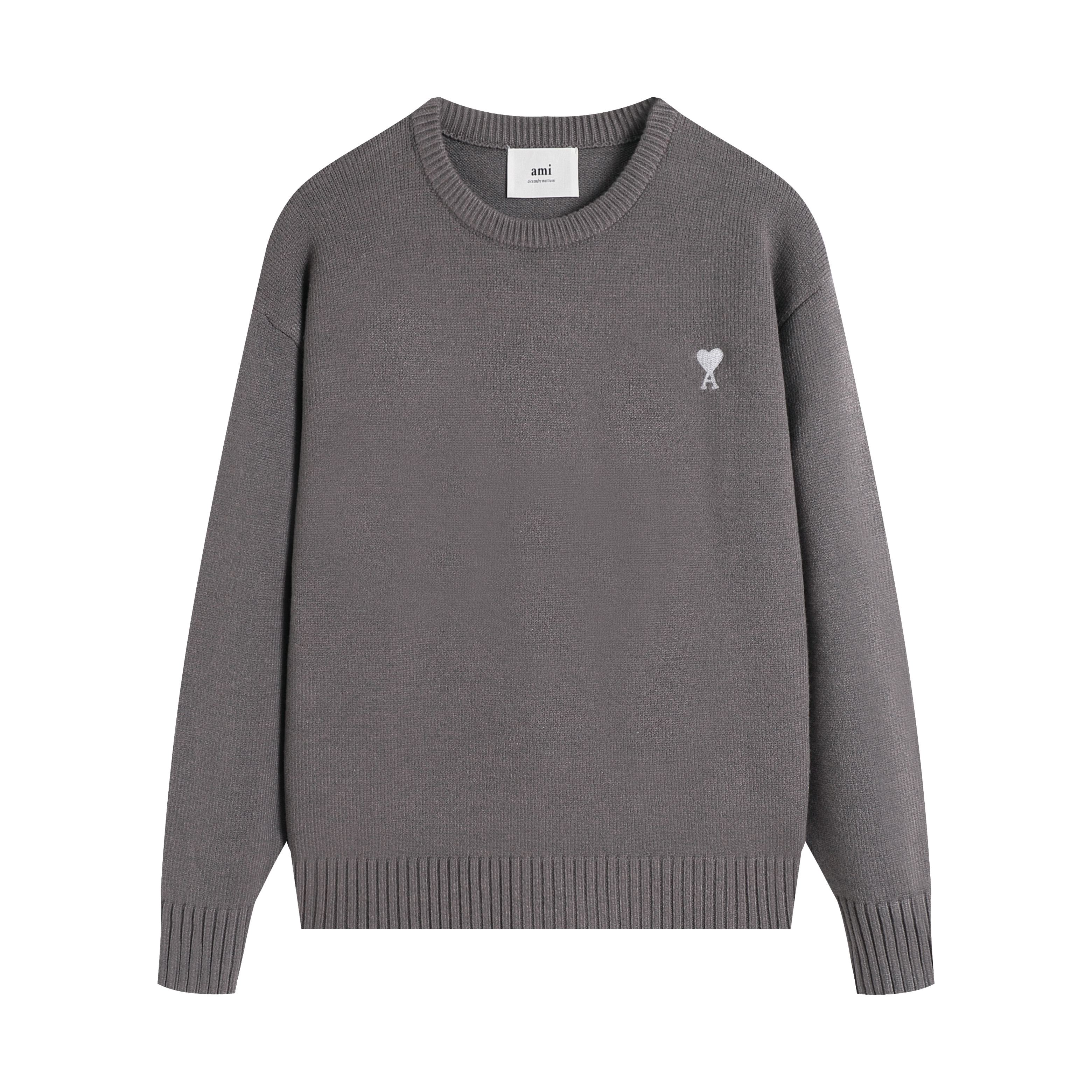 

AMI 2025 Классический парный свитер из шерсти с плоской вышивкой Love, круглым вырезом и одинакового цвета L