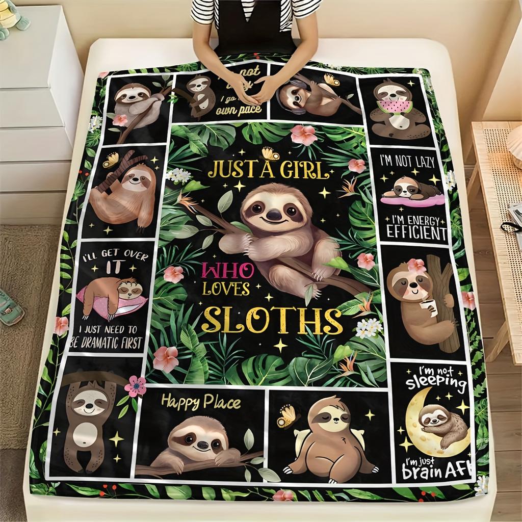Cute Sloths Collage Blanket - Soft, Cozy, Stylish Decor for Ultimate Home Comfort and Ideal Gift Choice for Sloth Lovers