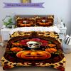 3Pcs Halloween Skull Pumpkin Bedding Set Soft Fabric Duvet Cover Pillowcases Home Christmas Xmas Halloween Gift 1 Duvet Cover 2 Pillowcase Eg116