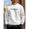 Men's Hip-Hop Cartoon Print Round Neck Sweatshirt, Soft Comfortable For Home Outings And Parties, Plus Size.