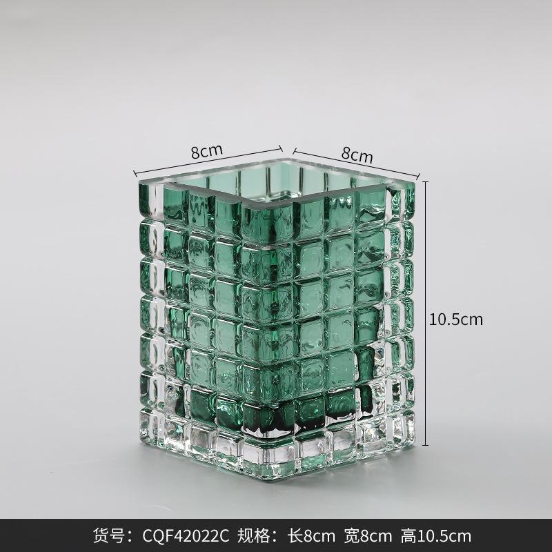 Luxury Geometric Lattice Hydroponic Transparent Glass Small Vase Living Room Household Soft Decoration Flower Ware Terrarium