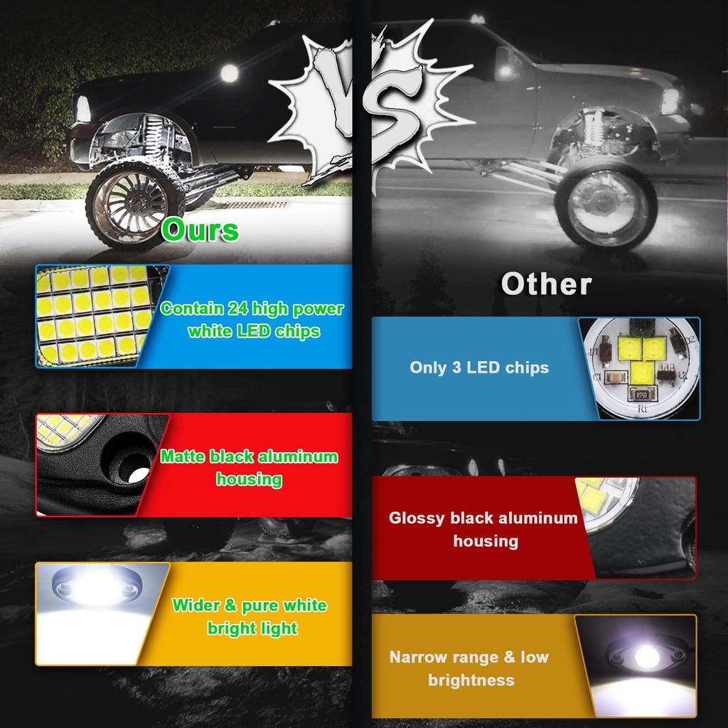 White Rock Lights, 4 Pcs ALIGZ Lock Lights with 15ft Wiring Harness White Under