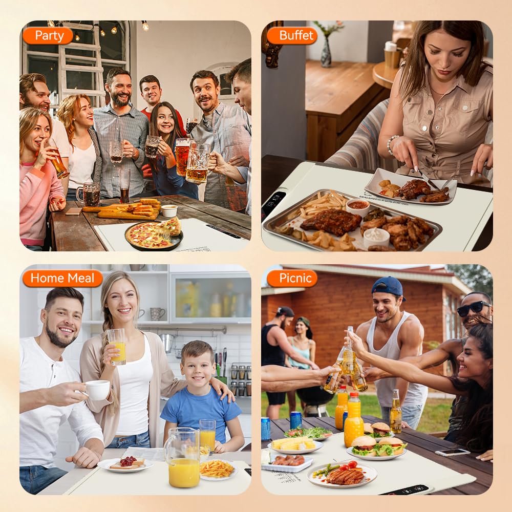 Podgrzewacz do żywności Elektryczna tacka grzewcza z regulowaną temperaturą Składana przenośna podgrzewacz do żywności Mata grzewcza na imprezy i spotkania