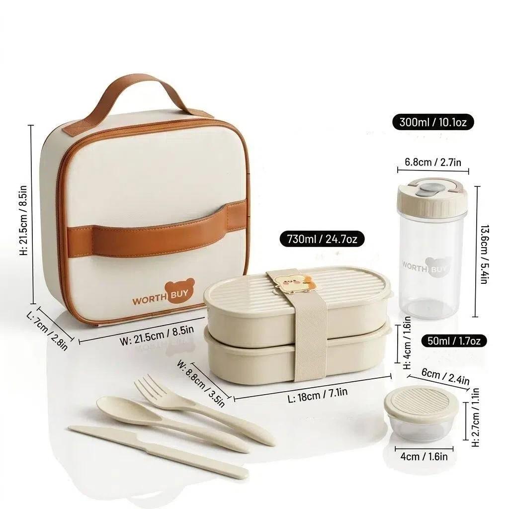 2Pcs/Set Plastic Fruit Salad Food Container With Cute Strap Portable Oval Bento Box For Kids Students Microwaveable Lunch Box