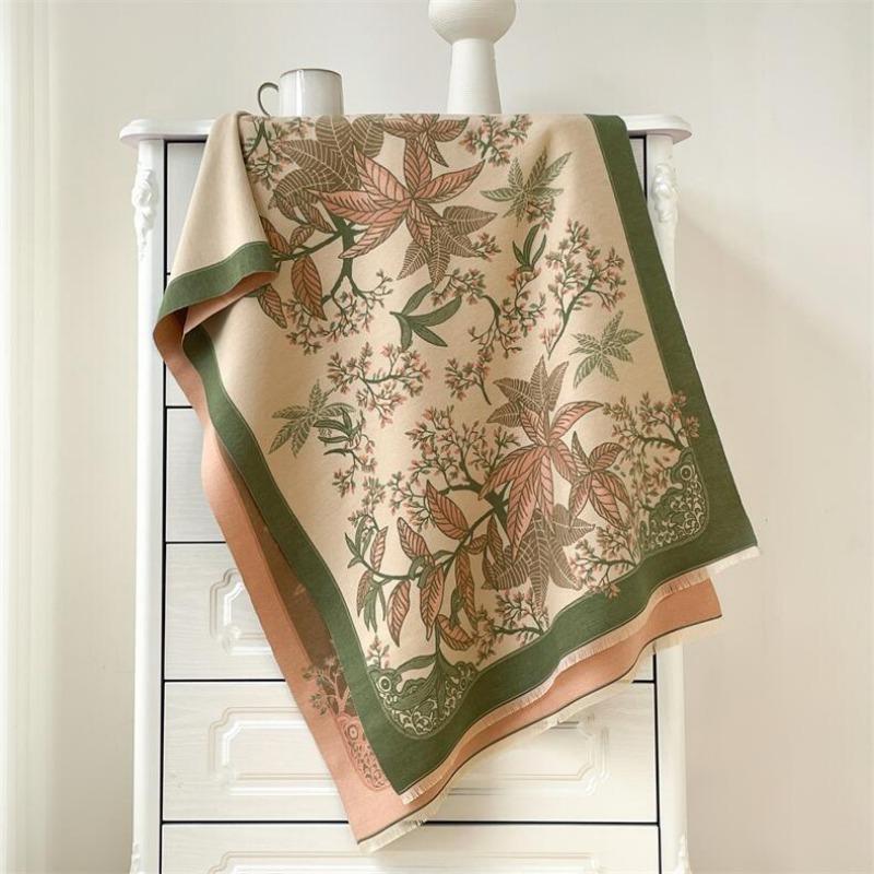 

New high-end imitation cashmere scarf women s fashion warm leaf scarf autumn and winter versatile shawl 190x65cm