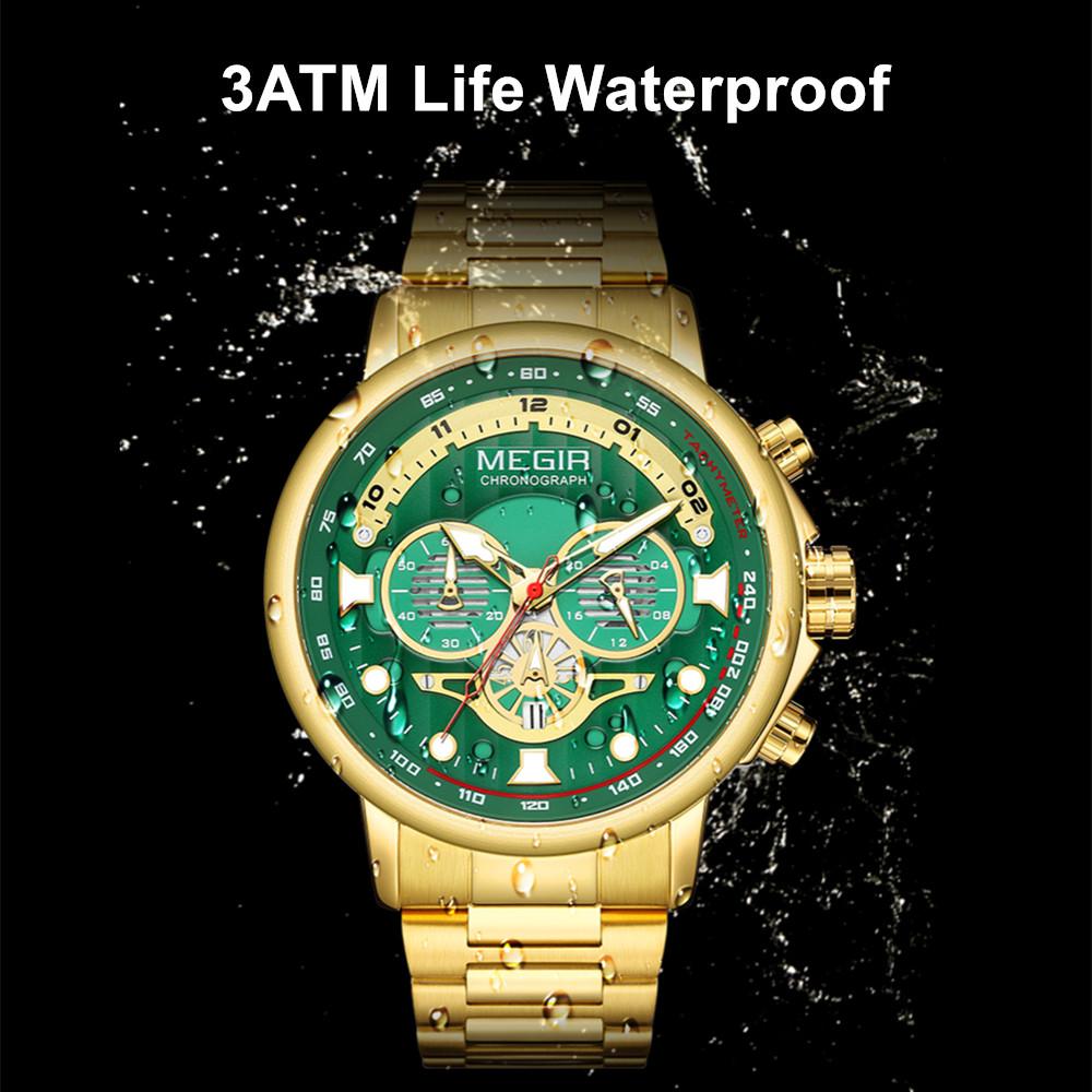 MEGIR 48MM Big Dial Men Watch Luxury Stainless Steel Waterproof Luminous Quartz Chronograph Sport Wristwatch Male Clock Reloj Hombre 2223