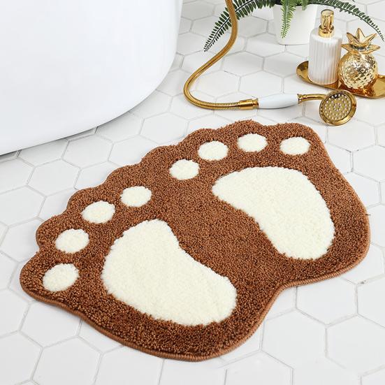 Yousheng Bathroom Floor Mat Quick Drying Anti-Slip Machine Washable Bath Rug Funny Foot Design Bedroom Entryway Door Mat