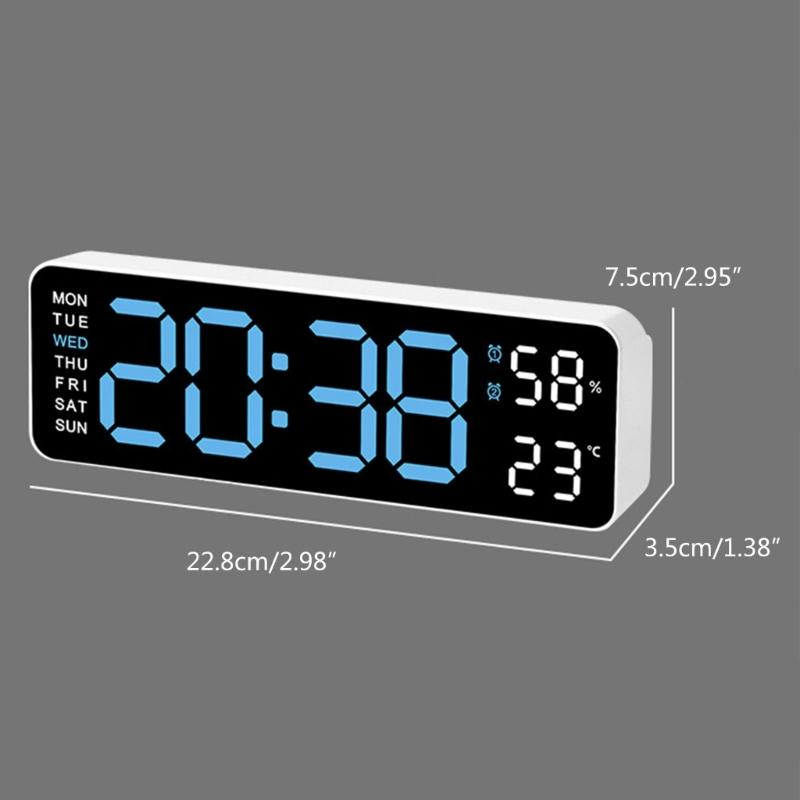 Large LED Wall Clock, 9Inch, with 2 Alarm Clock Big Screen, 3 Level Brightness LED Alarm Clock for Home Decor
