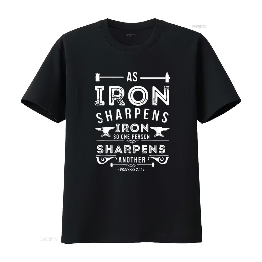 Mens As Iron Sharpens Bible Verses Scripture T Shirt Black X Large Vintage Washed Versatile Stretched Comfortable Streetwear