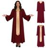 S-XXL Women Choir Robe Flared Long Sleeve Ruffled Trim Color Block Sash Long Priest Cassock for Church Activities