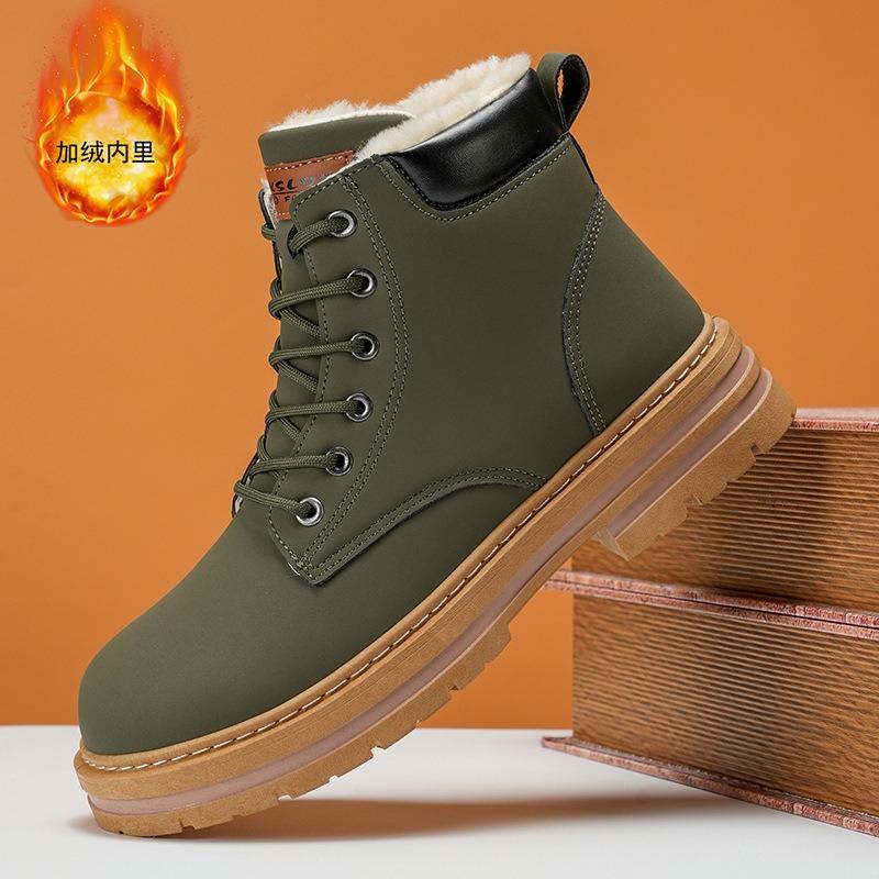 

Winter new men s shoes warm Martin boots piled thickened tooling leather boots casual versatile platform cotton shoes 48