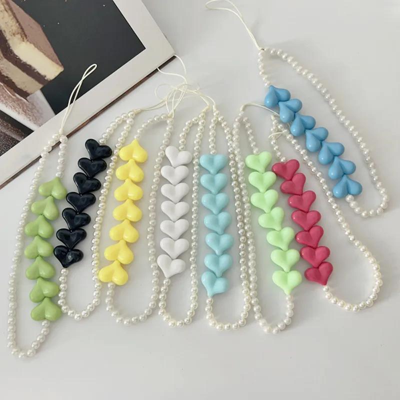 

Модные модные бусины в форме сердца, искусственный жемчуг, бусины, цепочка для мобильного телефона, ремешок для мобильного телефона, подвеска Y2k, брелок для мобильного телефона, чехол для телефона