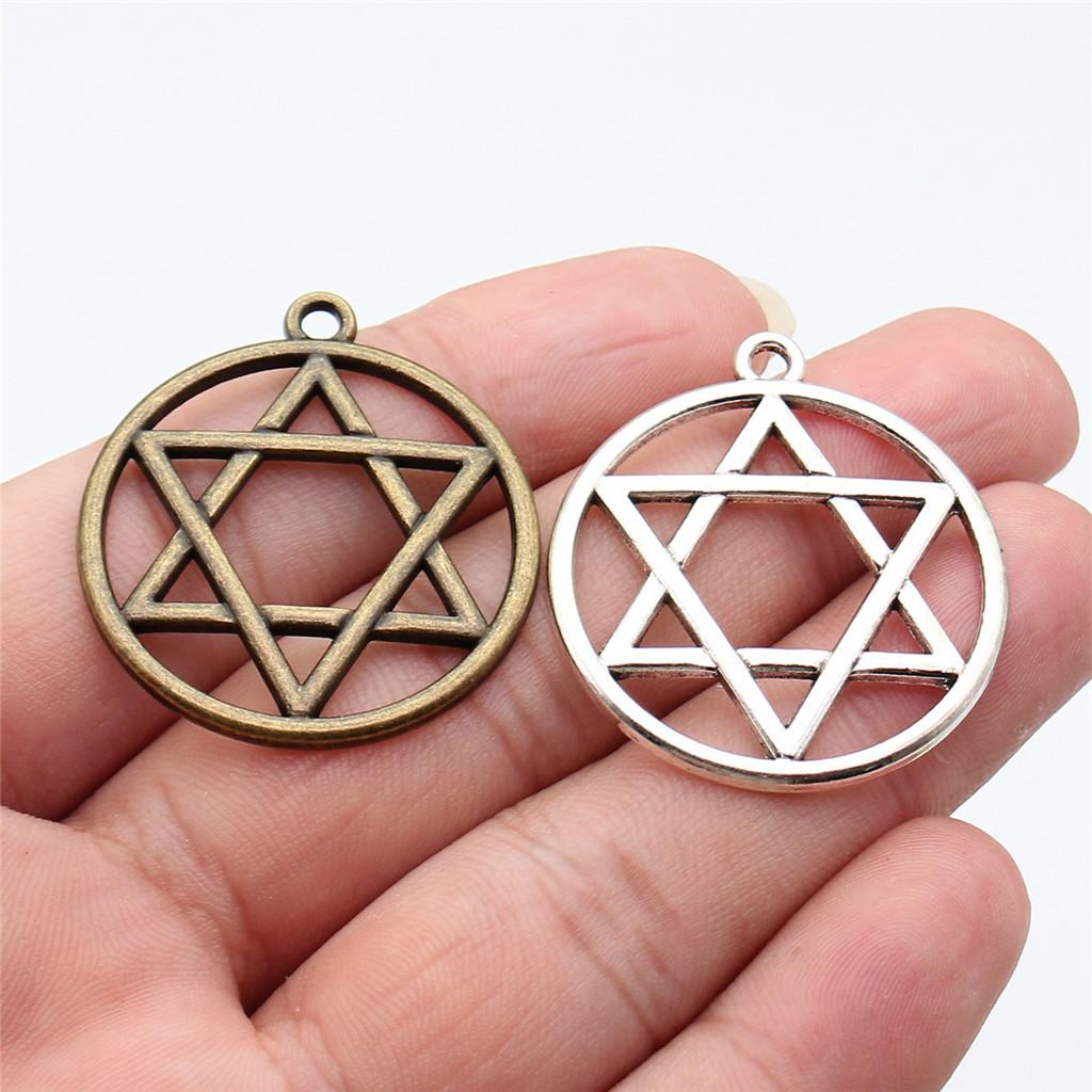 Hexagram Star of David Amulet Charm Antique Bronze Zinc Alloy Jewelry Making Supplies Craft Supplies Jewelry Charms