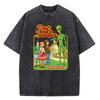 Cartoon Alien Classic Communication Print Unisex Women Tshirt Breathable Cotton Short Sleeve Washed Vintage T Shirts