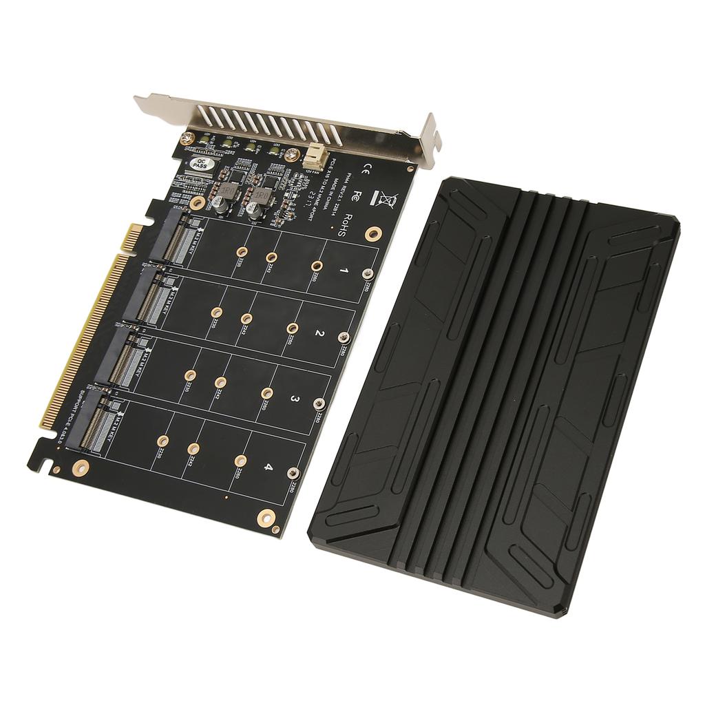 Quad M.2 NVME To PCIe Adapter 32Gbps Thickened Stable Aluminum Alloy Quad PCIe 4.0 To NVMe Card for Computer Expansion