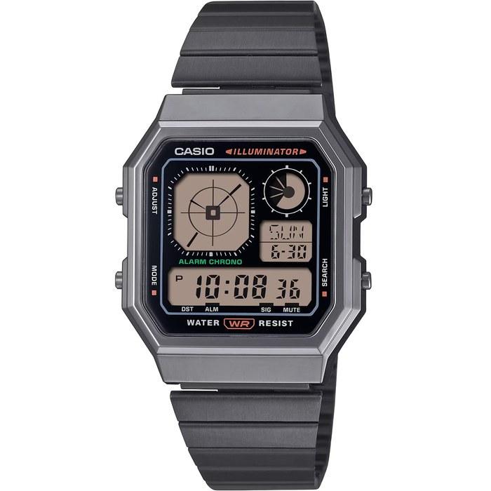 Casio Standard Digital Watch with Analog Display, Vintage Series A130WEGG-1A, Dark Gray Metallic