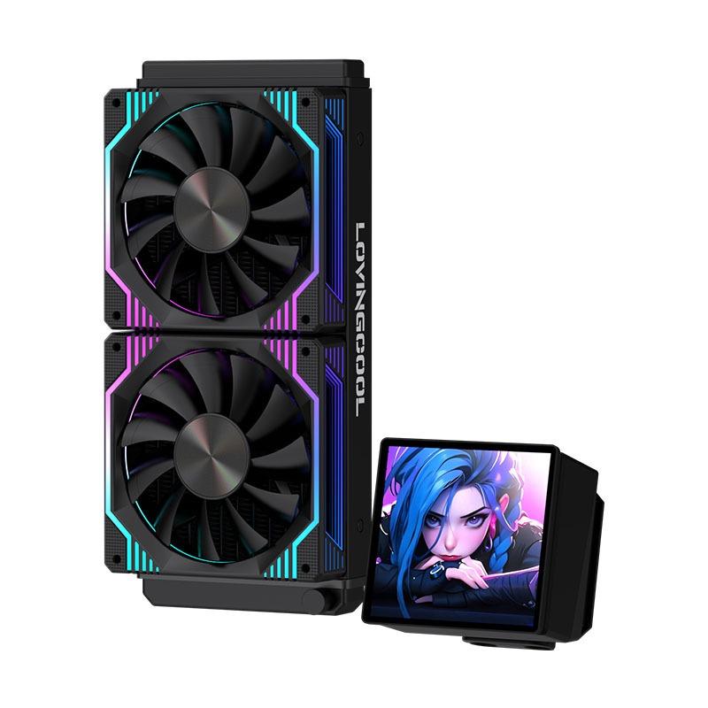 QT-2025 neuer 360mm ARGB PC Wasserkühlungsradiator CPU Flüssigkeitskühler mit DIY 4,0-Zoll PC Videoanzeigebildschirm