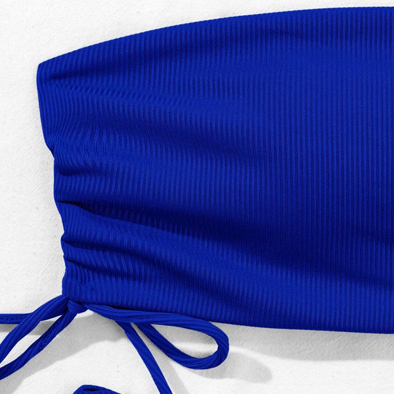 European & American Sexy Bandeau Split Swimsuit - Women's Drawstring Bikini Fashion