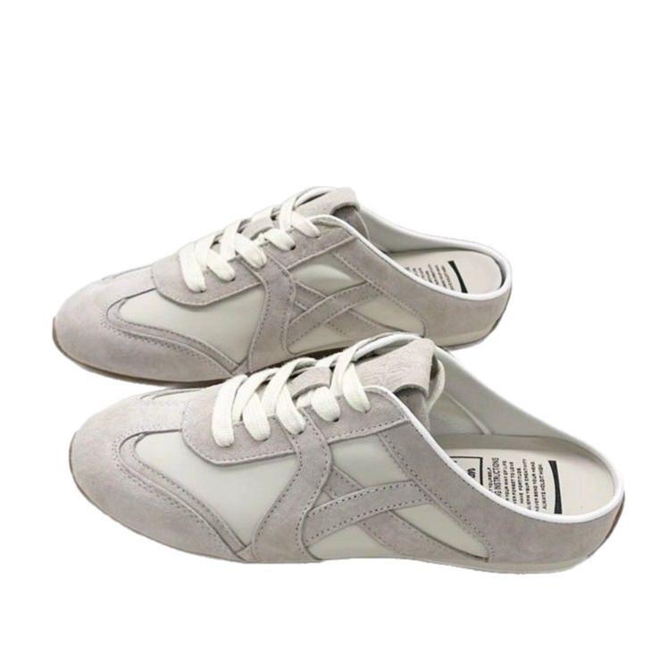 Niche matte half slippers women's 2025 new autumn and summer retro flat bottom one-pedal outer wear heel-free board shoes tide