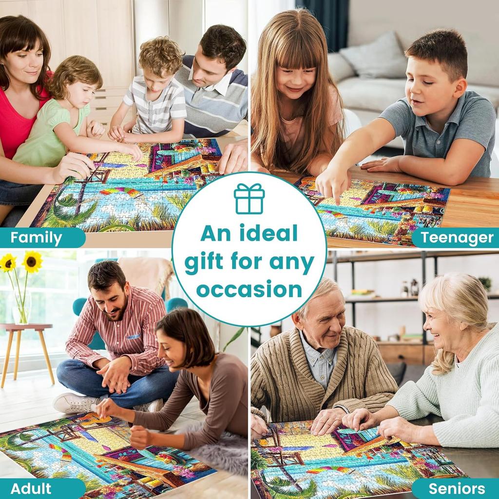 Puzzle 500 elementów dla dorosłych, Puzzle wakacyjne, Puzzle z motelem nad morzem 500 elementów Impreza urodzinowa dla rodziny, dzieci i dorosłych Zabawne puzzle, Zabawa i