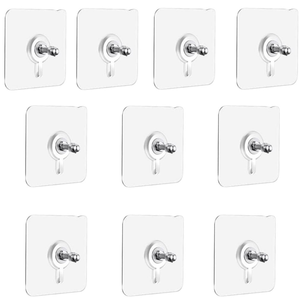 10pcs Traceless Wall Hooks Self Adhesive Picture Frame Hangers Self Adhesive Hooks Set for Home & Office Decor Silver