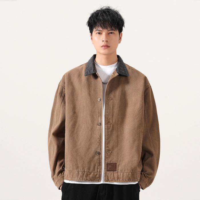 Wszechstronna męska kurtka casual z klapami: Modny, Luźny, Prosty, Z metką, Odpowiedni na jesień/zimę, Opcjonalna podszewka.