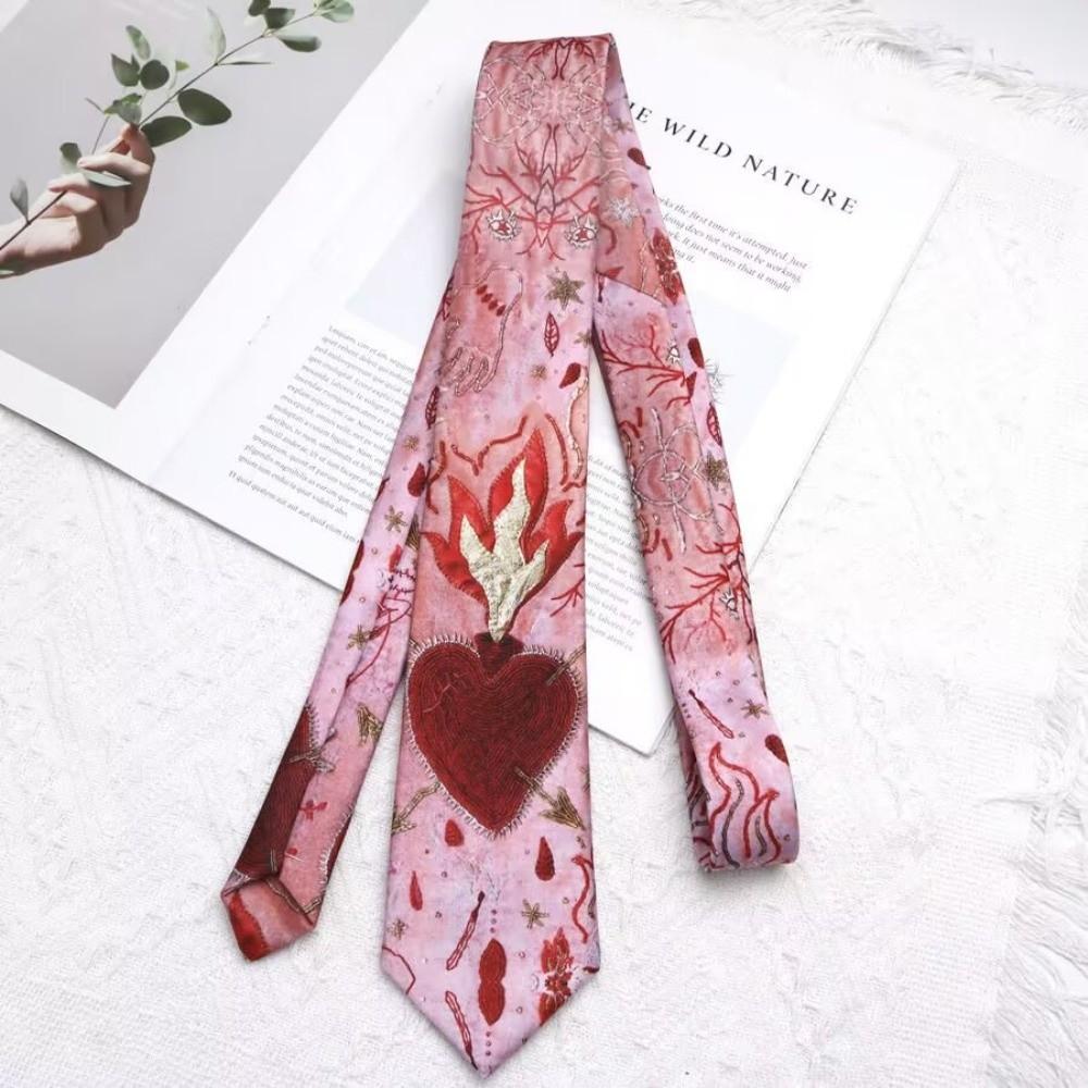 Heart Neck Tie Cherry Shirt Neckties Simple Y2K Neckties  Men