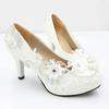 WEDDING Women Pumps PU Lace 3 5 8 CM Thin Heels Autumn New Fashion High Heels Wedding White Lace Bridal Round Head Woman Shoe