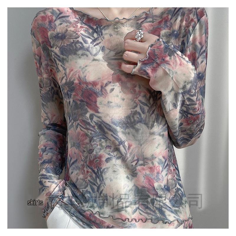 

Butterfly Print Round Neck Loose Long Sleeve Shirt for Women - Fashionable and Stylish Inner Wear XXL 145-160 jin