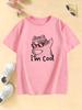 I Am Cool Cat Graphic Kids Tshirts Summer Short Sleeve Tees Cartoon Boys Girls Clothes Kawaii Kitten Tops Y2K Tshirt